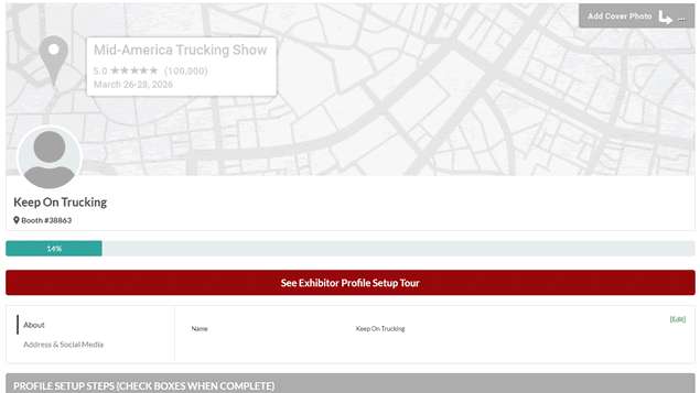 Exhibitor Profile Screenshot